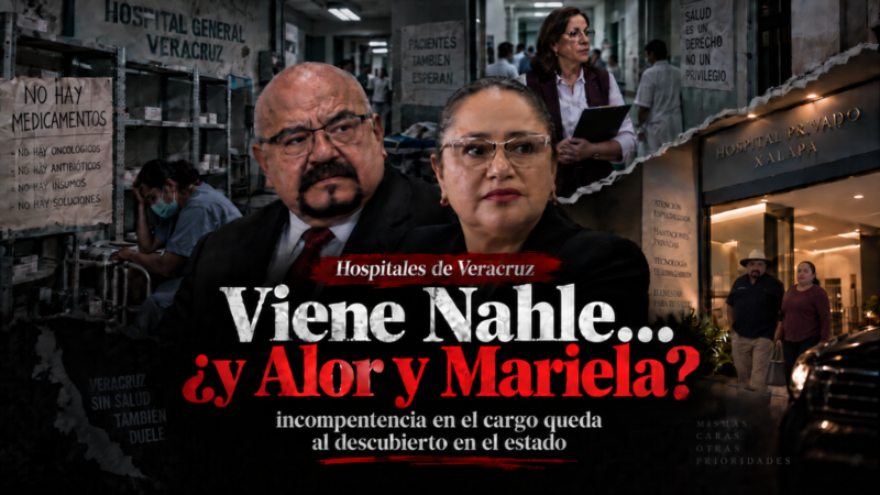 ¡Viene Nahle, todos a simular que hay medicamentos y que sobran gasas! ¡Pronto! ¿Oigan, y Alor o Mariela?¡Ah, claro, en los Ángeles de Xalapa, donde sí hay!
